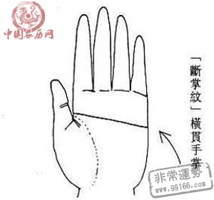 断掌,断掌手相图解,通贯手